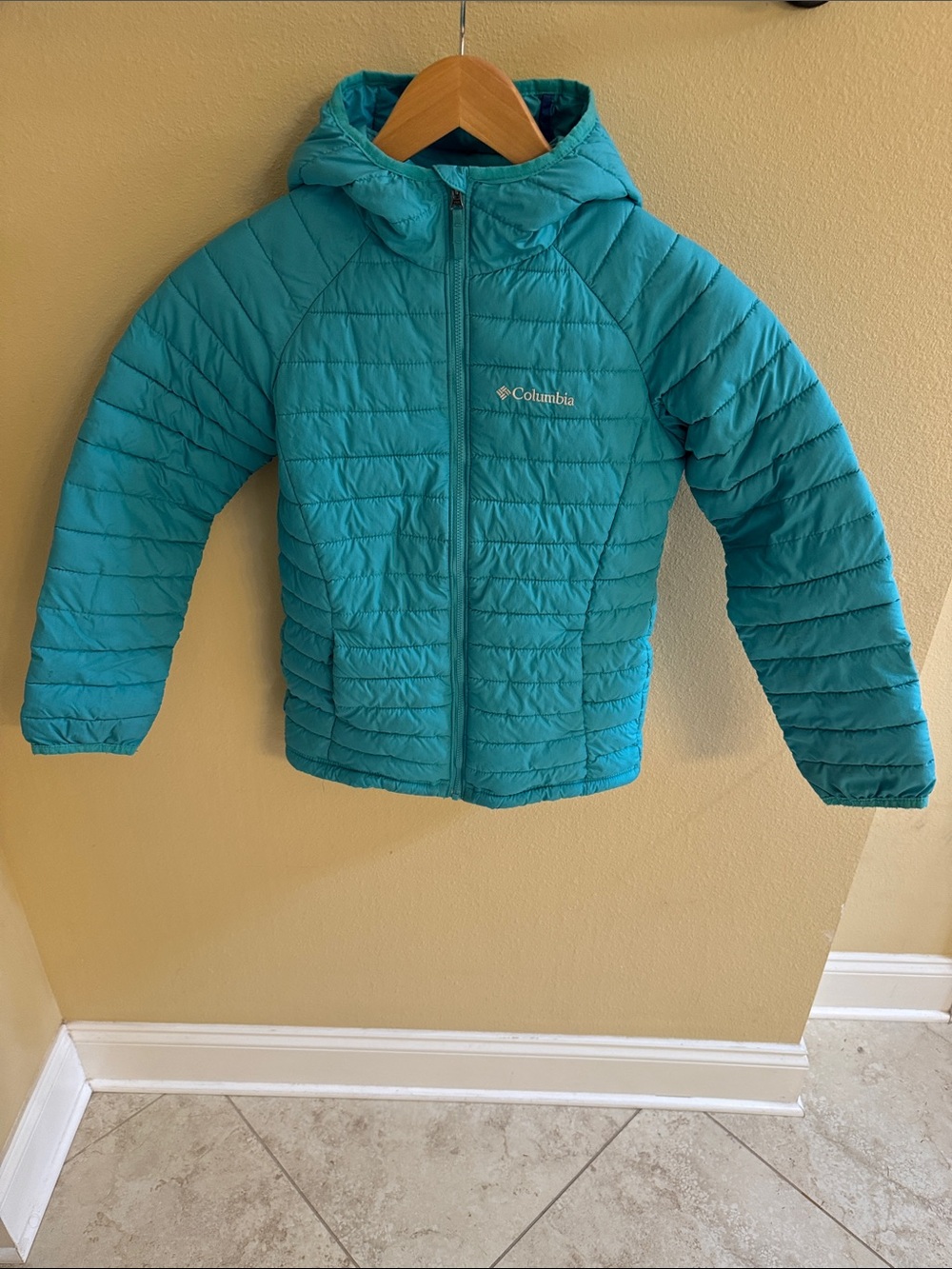 Columbia Teal Hooded Quilted Insulated Jacket